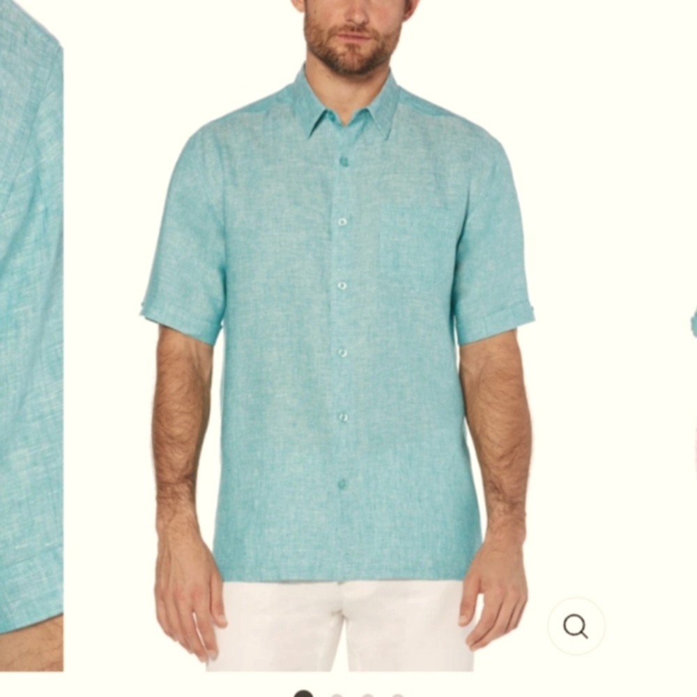 NWT Cubavera Mens - Linen blend - Short Sleeve  Shirt - Medium Lyons blue